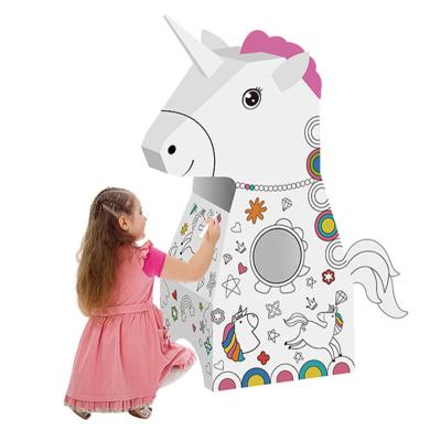 China Creative Portable Cardboard 3D Plastic Portable Painting Doodle Art Kids Unicorn DIY Plastic Toys for sale