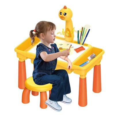 China Educational Plastic Table Children Plastic Drawing Projector Toys Electric Drawing Board With Chair for sale