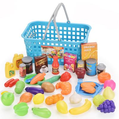 China Funny Plastic Kids Cooking Playset Kitchen Shopping Basket Set Toys For Kid for sale