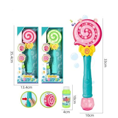 China Fun Electric Plastic Lollipop Stick Soap Bubble Machine Bubble Toy for Kids Summer Bubble Memory Maker Toys with Light and Music for sale