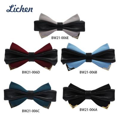 China Jacquard lichen tie men's fashion bow crystal tie with diamond with PU leather fabric for sale