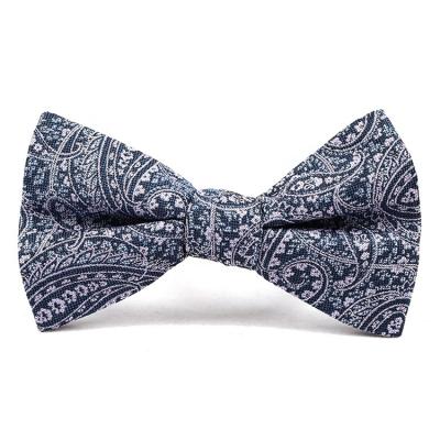 China Jacquard Canvas Summer Fabric Mens Polyester Classic Bow Tie With Lapel Pin Set for sale