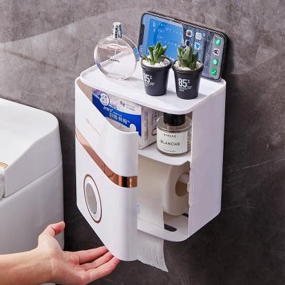 China Multifunctional Toilet Paper Holder Stand Up Wall Mounted Waterproof Paper Towel Dispenser Holder Tissue Box Toilet Roll Holder For Toilet Paper for sale