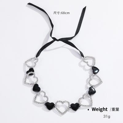 China Wholesale New Trendy Party Fashion Trendy Necklace Simple Chain Encrusted Diamond Webbing Choker Earrings Set for sale