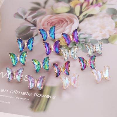 China 925 Needle Fashion Cute Butterfly Earring Jewelry Blue Silver Butterfly Earrings for sale