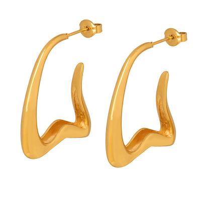 China Other Higher 18K Gold Plated Stainless Steel Earrings Women New Fashion Sense Jewelry Exquisite Design Personality for sale