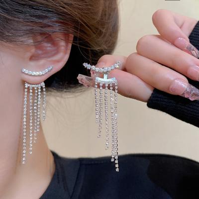 China New Trendy Hot Sales Fashion Stud Earrings Crystal Tassel Rhinestone Stud Earrings For Women for sale