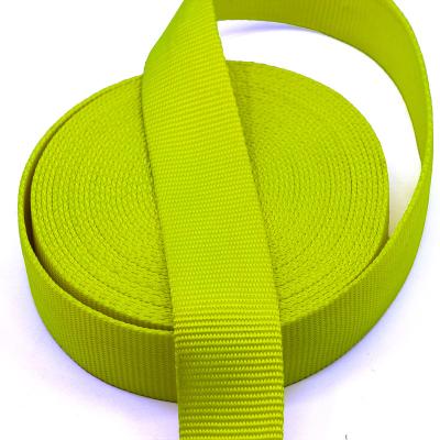 China Colorful and comfortable to the touch Factory custom nylon webbing fluorescent yellow webbing pet products collar drawer supplies webbing for sale