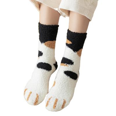 China 2021 QUICK DRY fashionable women socks younger cartoon crew room socks cute fluffy animal pattern fashion for sale