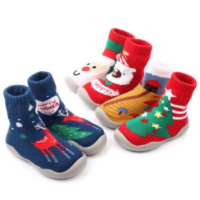 China LBS-215 Christmas Pattern Baby Sock QUICK DRY Toddler Shoes High Quality Outdoor Baby Booties Shoes for sale