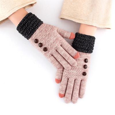 China A1012 Simple Winter Woolen Knitting Mittens Thickened Warmth Student Riding Mittens Suitable For Girls Mittens for sale