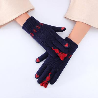 China Women Simple Girl Winter Colorful Mittens Cut Touch Screen Snow Mittens for sale