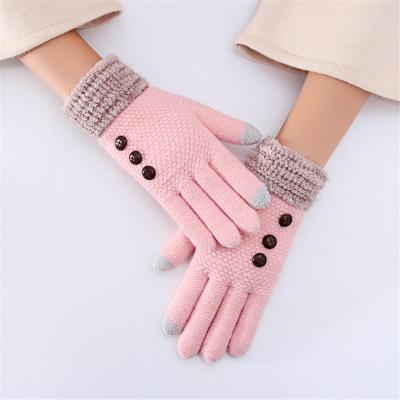 China Simple Winter Knitted Cotton Mittens Young Fashion Fluffy Colorful Teens Comfortable Mittens for sale