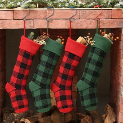 China Fabric Christmas Decoration Stocking Knit Jars Colorful Stripes Decoration for sale