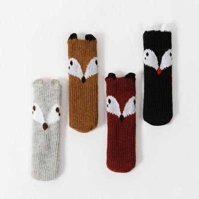 China Furniture Fox Cartoon Chair Bumps Chair Leg Covers Cute 3D Animal Shaped Furniture Feet Knitted Socks for sale