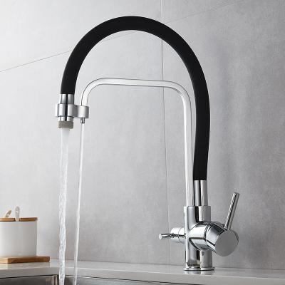 China Thermostatic Faucets Kitchen Faucet 360 Degree Rotating Single Tap Black Hole Pure Water Faucet for sale