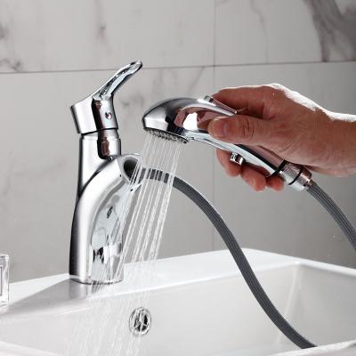 China Thermostatic Faucets Water-Faucet Bathroom Basin Sink Faucet Pull Out Rinser Sprayer Gargle Brushing Mode 2 Mixer Tap Faucet Hot Cold Pull Out Faucet for sale