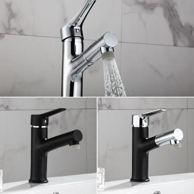 China Thermostatic Faucets Pull Out Bathroom Basin Sink Faucet Single Handle Hot And Cold Water Black Chrome Finished Sink Mixer Tap Faucets For Bathroom for sale