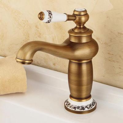 China Antique Thermostatic Bronze Finish Faucet Bathroom Faucets Brass Basin Pull Down Solid Single Handle Brass Water Taps Mixer Taps Bath for sale