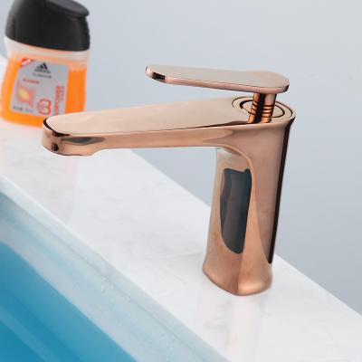 China Single Handle Rose Gold Sink Wash Faucet Basin Faucet Bathroom Thermostatic Brass Faucet Faucets for sale