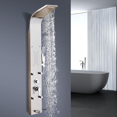 China Without Slide Bar Shower Panel Column Shower Panel Rainfall Waterfall Stainless Steel Shower Panel for sale