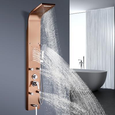 China Without Slide Bar Bathroom Shower Panel Luxury Waterfall Handshower Massage Jets Jets Shower Control Panel for sale