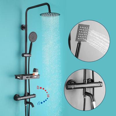 China Without Sliding Bar Thermostatic Shower Faucet Set Bathroom Shower Oil Rubbed Bronze Shower Set for sale