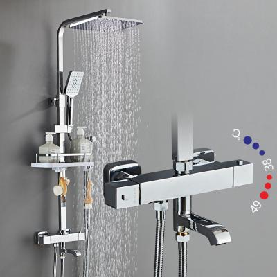 China With Sliding Bar Thermostatic Shower Set Wall Mounted Shower Set for sale