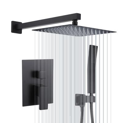 China Without Sliding Bar Concealed Wall Mounted 2 Functions Black Hand Shower Bathroom Shower Set for sale