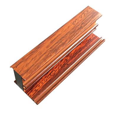 China door & High Grade Color Wood Thermal Break Window Wall Cladding Aluminum Openings Profiles for sale