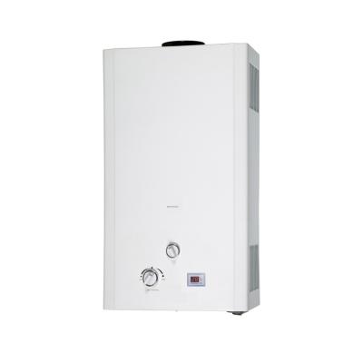 China Hotel 6 Flue 8 10 12 14 16 18 20L Open Type Gas Water Heater With White Plastic Panel for sale