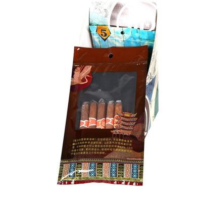 China Recyclable 100% Natural Black Cigar Ziplock Three Side Seal Plastic Tobacco Bags With OPP / LDPE Laminated Material With Window for sale