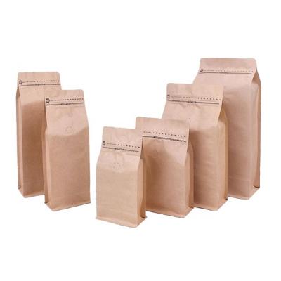 China BIODEGRADABLE Custom Printed Flat Bottom Packet Packaging Paper Tea Bag Biodegradable 250g 500g 1000g Bean Coffee Packaging Bags With Valve for sale