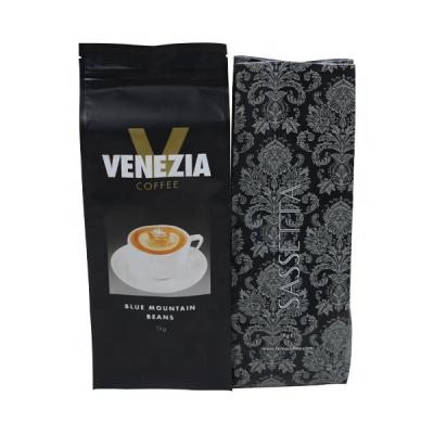 China Matt Black Flat Bottom Recyclable Coffee Bags With Valve Custom Printed Packaging Wholesale for sale