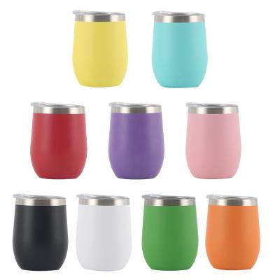 China Keep Warm Stemless Double Wall Vacuum 12oz Stainless Steel Wine Glass Tumbler Insulated Wine Tumbler With Lids For Promotional Gift for sale