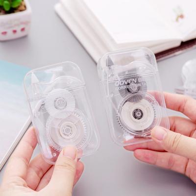 China Simple style plastic unprinted stationery transparent correction tape for office students cute portable push-type correction tape for sale