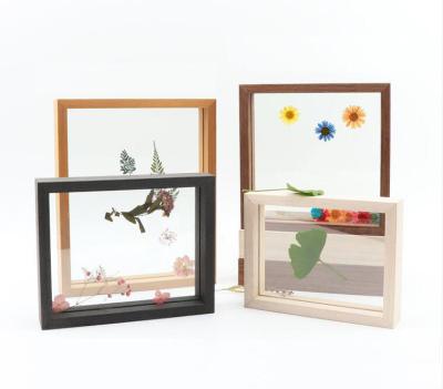 China DIY Creative Dry Wholesale Double Sided Glass Photo Frame Set A4 Square Cut Paper Flower Leaf Specimen Frame Paper Frame Set for sale