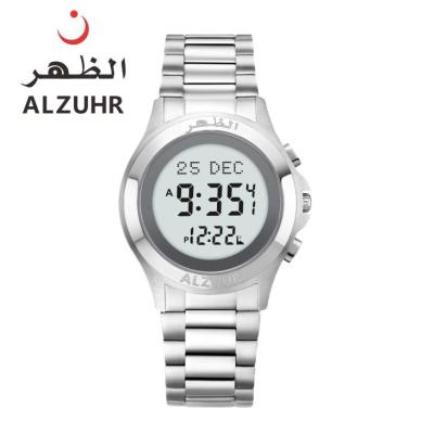 China New Design Original Price Qibla Al Fajr Watch Al Fajr Watches Digital Instruction Digital Square Azan Watch Muslim Stainless Steel Strap for sale