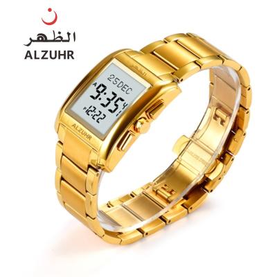 China Super Luxury Muslim Azan Watch Al fajr Alarm Classic Mens Details Artistic Qibla Wristwatch ALZUHR 507 for sale