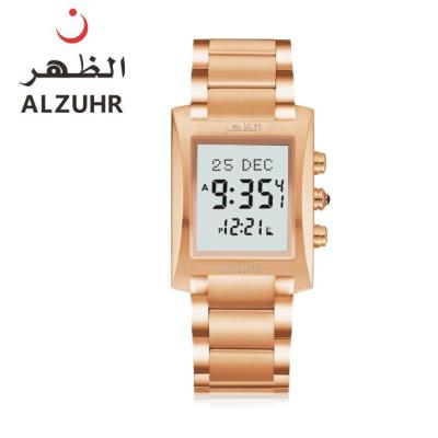 China New original design price qibla watch al fajr muslim watches alarm stainless steel strap arabic instruction digital square azan watch for sale