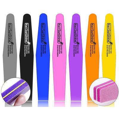 China Nail Care Customized Mix Color Nail File Sponge Curved Washable Nail Buffer 100/180 Dual Side Nail Buffer for Finger UV Gel Polish for sale