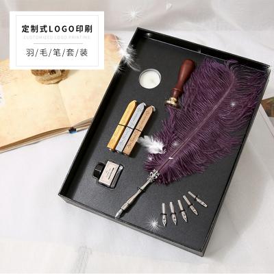 China office & Craft-Copper Pen Stem-Dip Quill Pen Hand Quill Feather Pen 100% Chicken-Feather Pen Fire School for sale