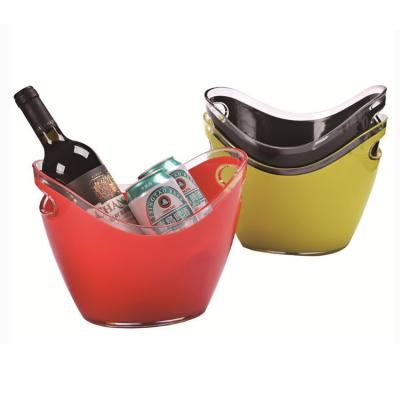 China Viable Promotional Clear Plastic Wine Cooler Beer Ice Bucket With Logo Printing for sale