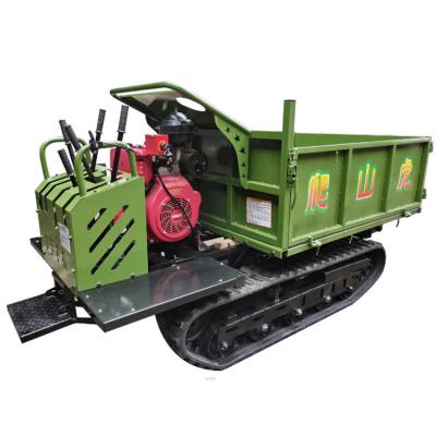 China Cheap Hydraulic Dump Mini Dumper Crawler Transporter Track Hauler Made In China Hydraulic Dump Electric Start 1800*750*1250mm 0.6t for sale