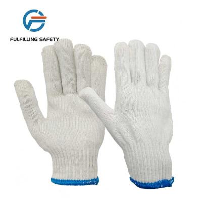 China / Natural Bleached Shell Color 7 Gauge Cotton Polyester Twine Knitted Gloves for sale