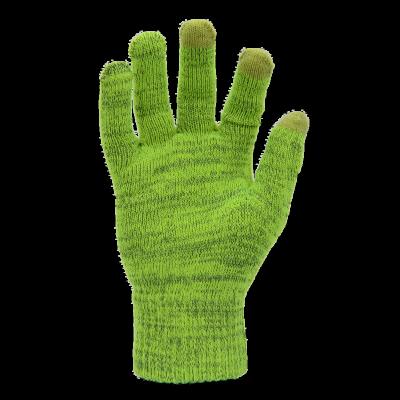 China Wholesale Price DOUBLE-LAYER ROLL WRIST Knitted Reflective Green Cotton High Visibility Yarn Touch Screen Safety Hand Gloves for sale