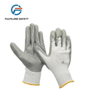 China Nitrile Anti-Abrasive Coated 13G Polyester Knitting Glove Leather Anti-Abrasive Glove for sale