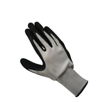 China Best Price Anti-slip Industrial Black Mold Free Production Foam Polyester Latex Coated Dishwashing Work Safety Hand Glove for sale