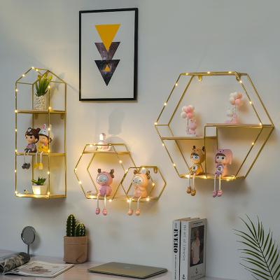 China Factory direct INS restaurant wall decoration of the living room bedroom hexagonal display rack 45X45X40 for sale