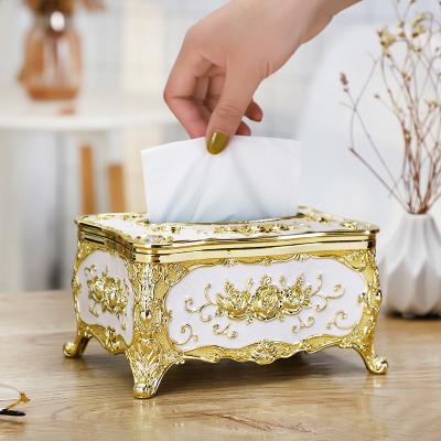 China European Retro Decoration Paper Box Tissue Box Napkin Holder Vintage Paper Case Cover For Living Room Bedroom Kitchen Dining Table Home Decor for sale